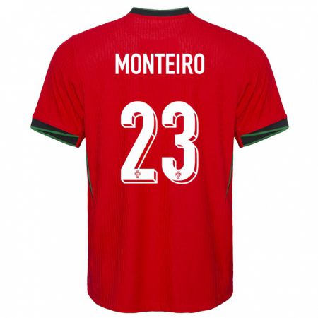 Kandiny Enfant Maillot Portugal David Monteiro #23 Rouge Tenues Domicile 24-26 T-Shirt