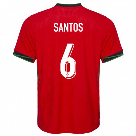 Kandiny Enfant Maillot Portugal Vasco Santos #6 Rouge Tenues Domicile 24-26 T-Shirt