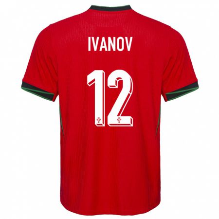 Kandiny Enfant Maillot Portugal David Ivanov #12 Rouge Tenues Domicile 24-26 T-Shirt