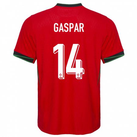 Kandiny Enfant Maillot Portugal Guilherme Gaspar #14 Rouge Tenues Domicile 24-26 T-Shirt