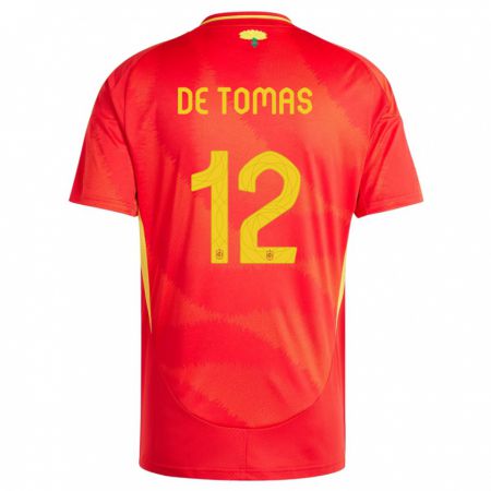 Kandiny Enfant Maillot Espagne Raul De Tomas #12 Rouge Tenues Domicile 24-26 T-Shirt