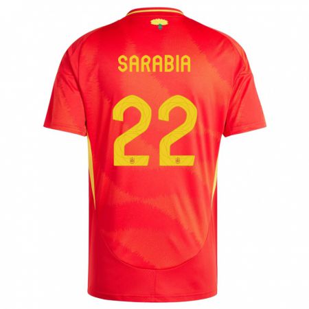 Kandiny Enfant Maillot Espagne Pablo Sarabia #22 Rouge Tenues Domicile 24-26 T-Shirt