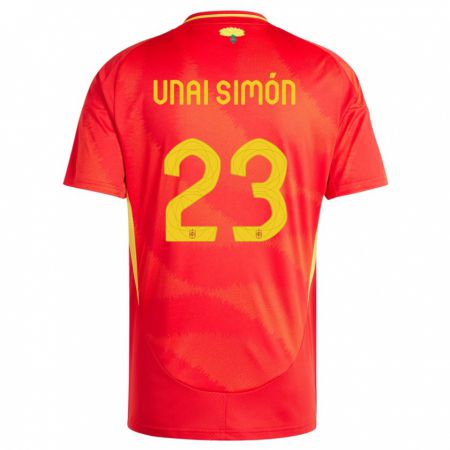Kandiny Enfant Maillot Espagne Unai Simon #23 Rouge Tenues Domicile 24-26 T-Shirt