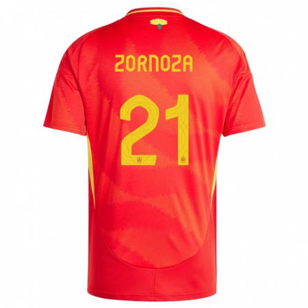 Kandiny Enfant Maillot Espagne Claudia Zornoza #21 Rouge Tenues Domicile 24-26 T-Shirt