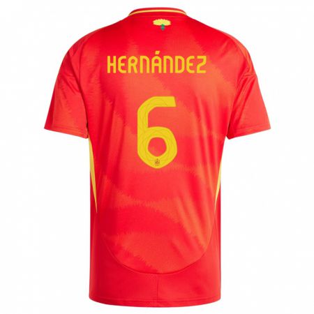 Kandiny Enfant Maillot Espagne Gerard Hernandez #6 Rouge Tenues Domicile 24-26 T-Shirt