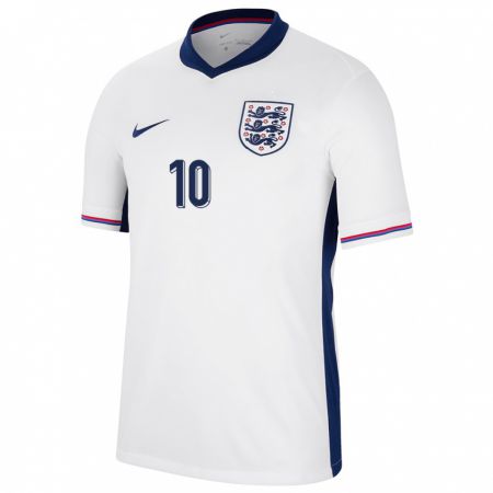 Kandiny Enfant Maillot Angleterre Fran Kirby #10 Blanc Tenues Domicile 24-26 T-Shirt