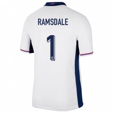 Kandiny Enfant Maillot Angleterre Aaron Ramsdale #1 Blanc Tenues Domicile 24-26 T-Shirt