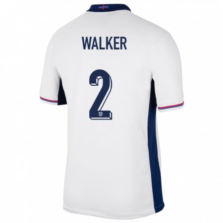 Kandiny Enfant Maillot Angleterre Kyle Walker #2 Blanc Tenues Domicile 24-26 T-Shirt