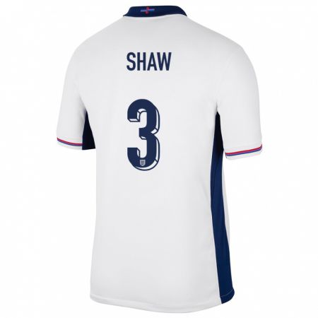 Kandiny Enfant Maillot Angleterre Luke Shaw #3 Blanc Tenues Domicile 24-26 T-Shirt