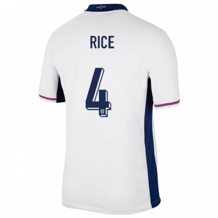 Kandiny Enfant Maillot Angleterre Declan Rice #4 Blanc Tenues Domicile 24-26 T-Shirt
