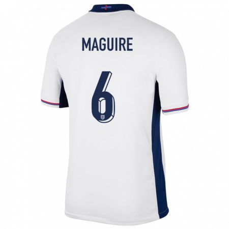 Kandiny Enfant Maillot Angleterre Harry Maguire #6 Blanc Tenues Domicile 24-26 T-Shirt