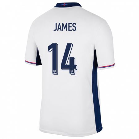 Kandiny Enfant Maillot Angleterre Reece James #14 Blanc Tenues Domicile 24-26 T-Shirt