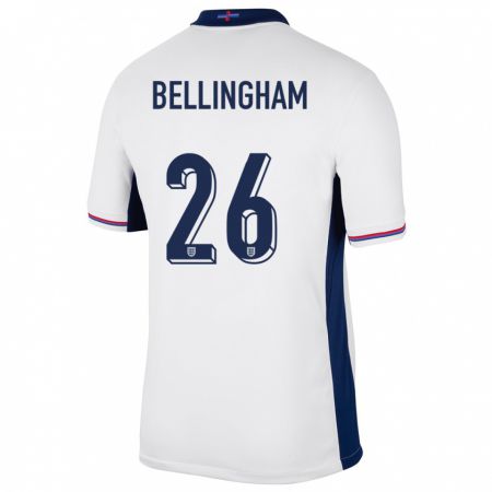 Kandiny Enfant Maillot Angleterre Jude Bellingham #26 Blanc Tenues Domicile 24-26 T-Shirt