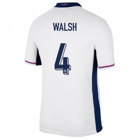 Kandiny Enfant Maillot Angleterre Keira Walsh #4 Blanc Tenues Domicile 24-26 T-Shirt