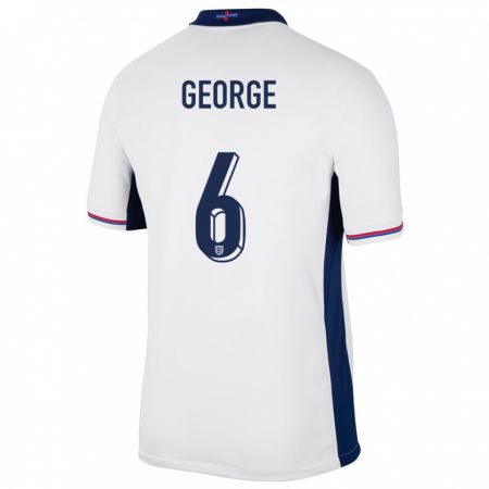 Kandiny Enfant Maillot Angleterre Gabby George #6 Blanc Tenues Domicile 24-26 T-Shirt