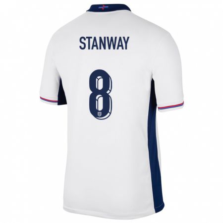 Kandiny Enfant Maillot Angleterre Georgia Stanway #8 Blanc Tenues Domicile 24-26 T-Shirt
