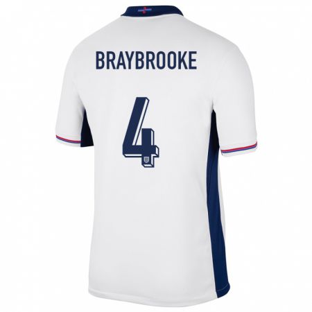Kandiny Enfant Maillot Angleterre Samuel Braybrooke #4 Blanc Tenues Domicile 24-26 T-Shirt