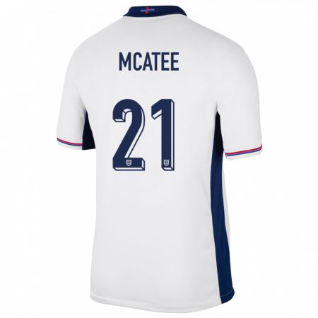 Kandiny Enfant Maillot Angleterre James Mcatee #21 Blanc Tenues Domicile 24-26 T-Shirt