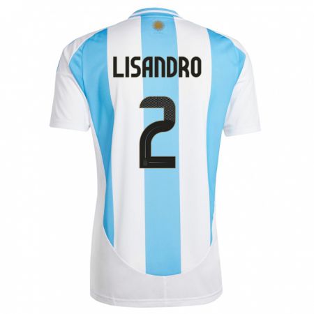 Kandiny Enfant Maillot Argentine Lisandro Martinez #2 Blanc Bleu Tenues Domicile 24-26 T-Shirt