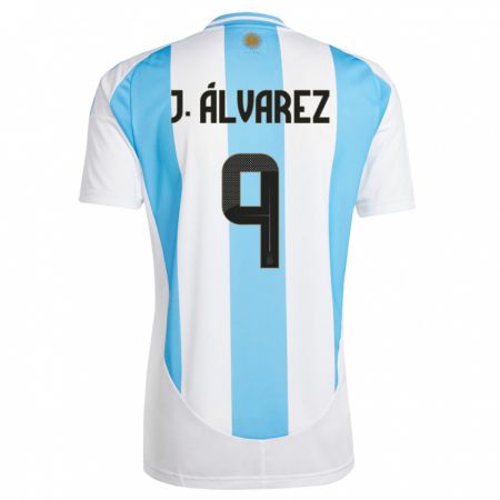 Kandiny Enfant Maillot Argentine Julian Alvarez #9 Blanc Bleu Tenues Domicile 24-26 T-Shirt
