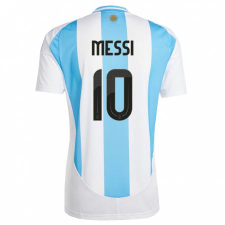 Kandiny Enfant Maillot Argentine Lionel Messi #10 Blanc Bleu Tenues Domicile 24-26 T-Shirt