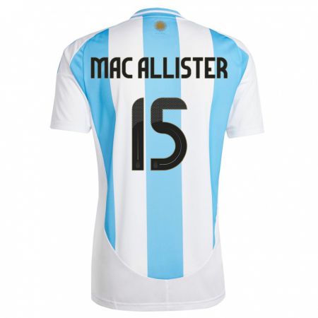 Kandiny Enfant Maillot Argentine Alexis Mac Allister #15 Blanc Bleu Tenues Domicile 24-26 T-Shirt