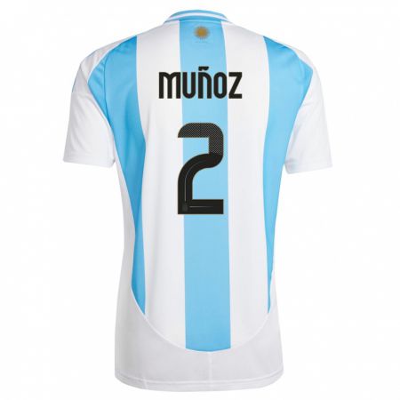 Kandiny Enfant Maillot Argentine Luana Munoz #2 Blanc Bleu Tenues Domicile 24-26 T-Shirt