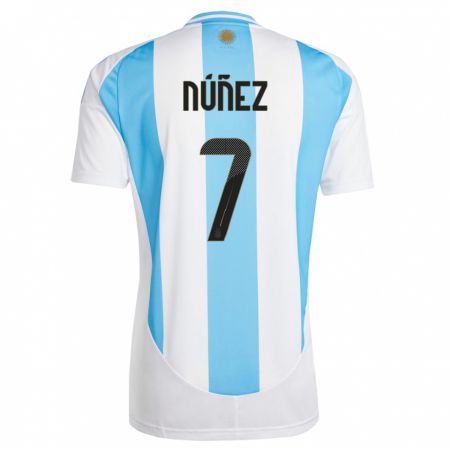 Kandiny Enfant Maillot Argentine Romina Nunez #7 Blanc Bleu Tenues Domicile 24-26 T-Shirt