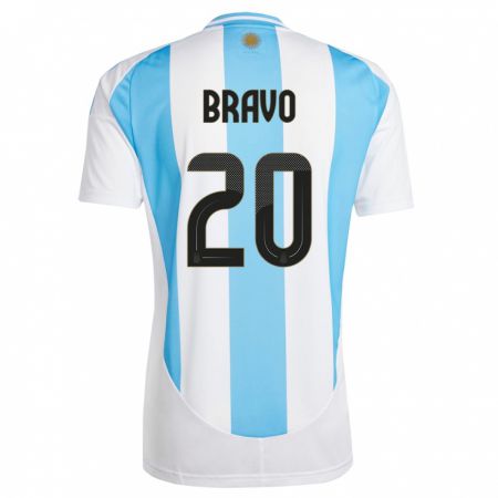 Kandiny Enfant Maillot Argentine Ruth Bravo #20 Blanc Bleu Tenues Domicile 24-26 T-Shirt