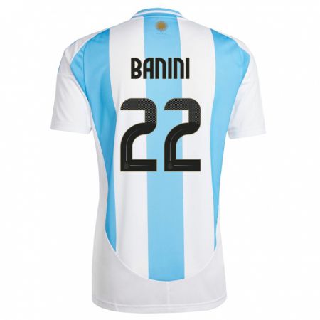 Kandiny Enfant Maillot Argentine Estefania Banini #22 Blanc Bleu Tenues Domicile 24-26 T-Shirt