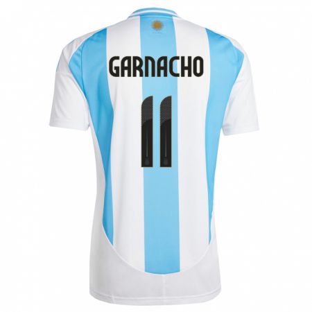 Kandiny Enfant Maillot Argentine Alejandro Garnacho #11 Blanc Bleu Tenues Domicile 24-26 T-Shirt