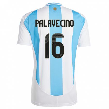 Kandiny Enfant Maillot Argentine Nicolas Palavecino #16 Blanc Bleu Tenues Domicile 24-26 T-Shirt