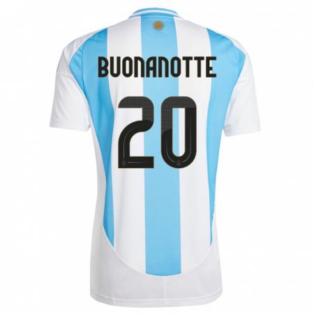 Kandiny Enfant Maillot Argentine Facundo Buonanotte #20 Blanc Bleu Tenues Domicile 24-26 T-Shirt