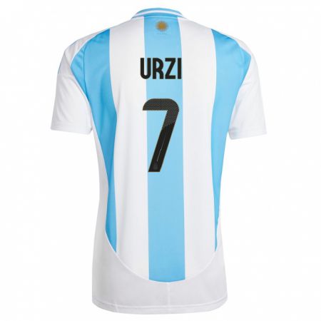 Kandiny Enfant Maillot Argentine Agustin Urzi #7 Blanc Bleu Tenues Domicile 24-26 T-Shirt