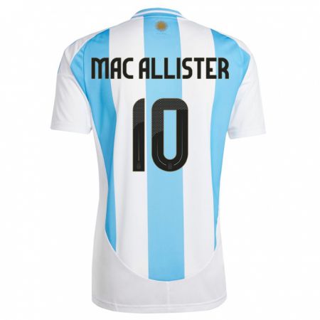 Kandiny Enfant Maillot Argentine Alexis Mac Allister #10 Blanc Bleu Tenues Domicile 24-26 T-Shirt