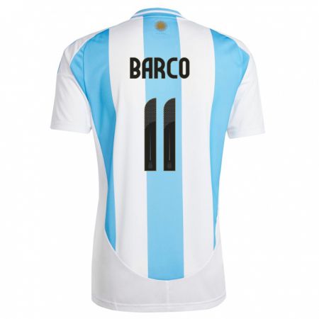 Kandiny Enfant Maillot Argentine Ezequiel Barco #11 Blanc Bleu Tenues Domicile 24-26 T-Shirt