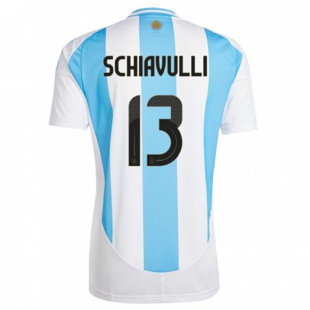 Kandiny Enfant Maillot Argentine Thiago Schiavulli #13 Blanc Bleu Tenues Domicile 24-26 T-Shirt
