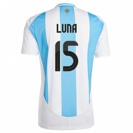Kandiny Enfant Maillot Argentine Alex Luna #15 Blanc Bleu Tenues Domicile 24-26 T-Shirt