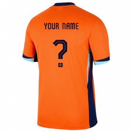 Kandiny Enfant Maillot Pays-Bas Votre Nom #0 Orange Tenues Domicile 24-26 T-Shirt