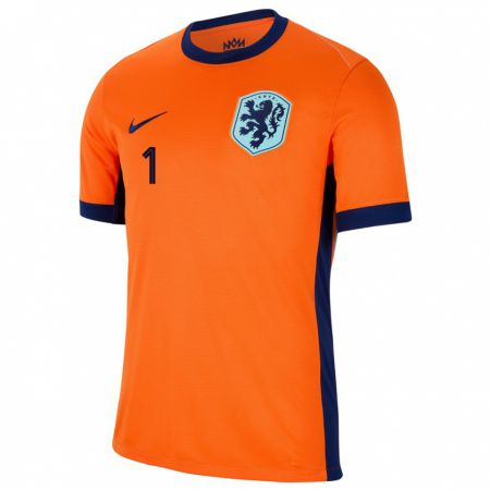 Kandiny Enfant Maillot Pays-Bas Sari Van Veenendaal #1 Orange Tenues Domicile 24-26 T-Shirt