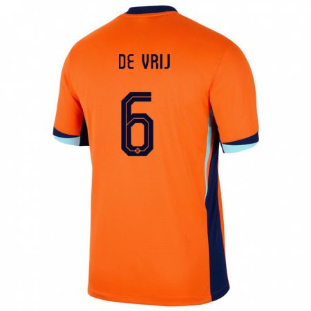 Kandiny Enfant Maillot Pays-Bas Stefan De Vrij #6 Orange Tenues Domicile 24-26 T-Shirt