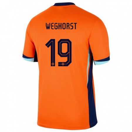 Kandiny Enfant Maillot Pays-Bas Wout Weghorst #19 Orange Tenues Domicile 24-26 T-Shirt