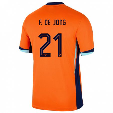Kandiny Enfant Maillot Pays-Bas Frenkie De Jong #21 Orange Tenues Domicile 24-26 T-Shirt