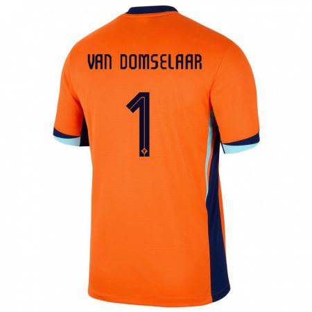 Kandiny Enfant Maillot Pays-Bas Daphne Van Domselaar #1 Orange Tenues Domicile 24-26 T-Shirt