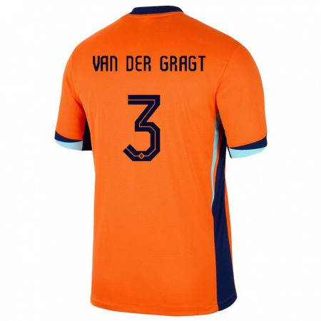 Kandiny Enfant Maillot Pays-Bas Stefanie Van Der Gragt #3 Orange Tenues Domicile 24-26 T-Shirt