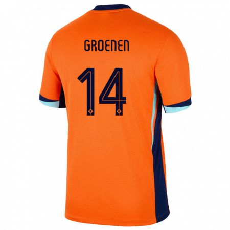 Kandiny Enfant Maillot Pays-Bas Jackie Groenen #14 Orange Tenues Domicile 24-26 T-Shirt