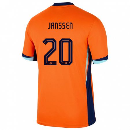 Kandiny Enfant Maillot Pays-Bas Dominique Janssen #20 Orange Tenues Domicile 24-26 T-Shirt