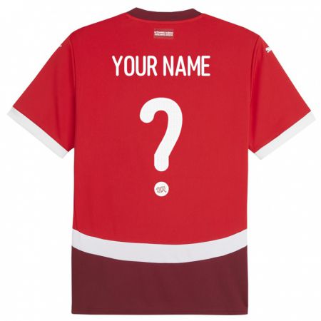 Kandiny Enfant Maillot Suisse Votre Nom #0 Rouge Tenues Domicile 24-26 T-Shirt