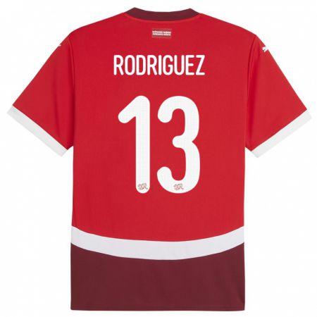 Kandiny Enfant Maillot Suisse Ricardo Rodriguez #13 Rouge Tenues Domicile 24-26 T-Shirt