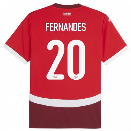 Kandiny Enfant Maillot Suisse Edimilson Fernandes #20 Rouge Tenues Domicile 24-26 T-Shirt